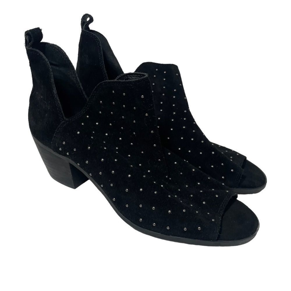 Lucky Brand Black Leather Peep Toe Ankle Booties